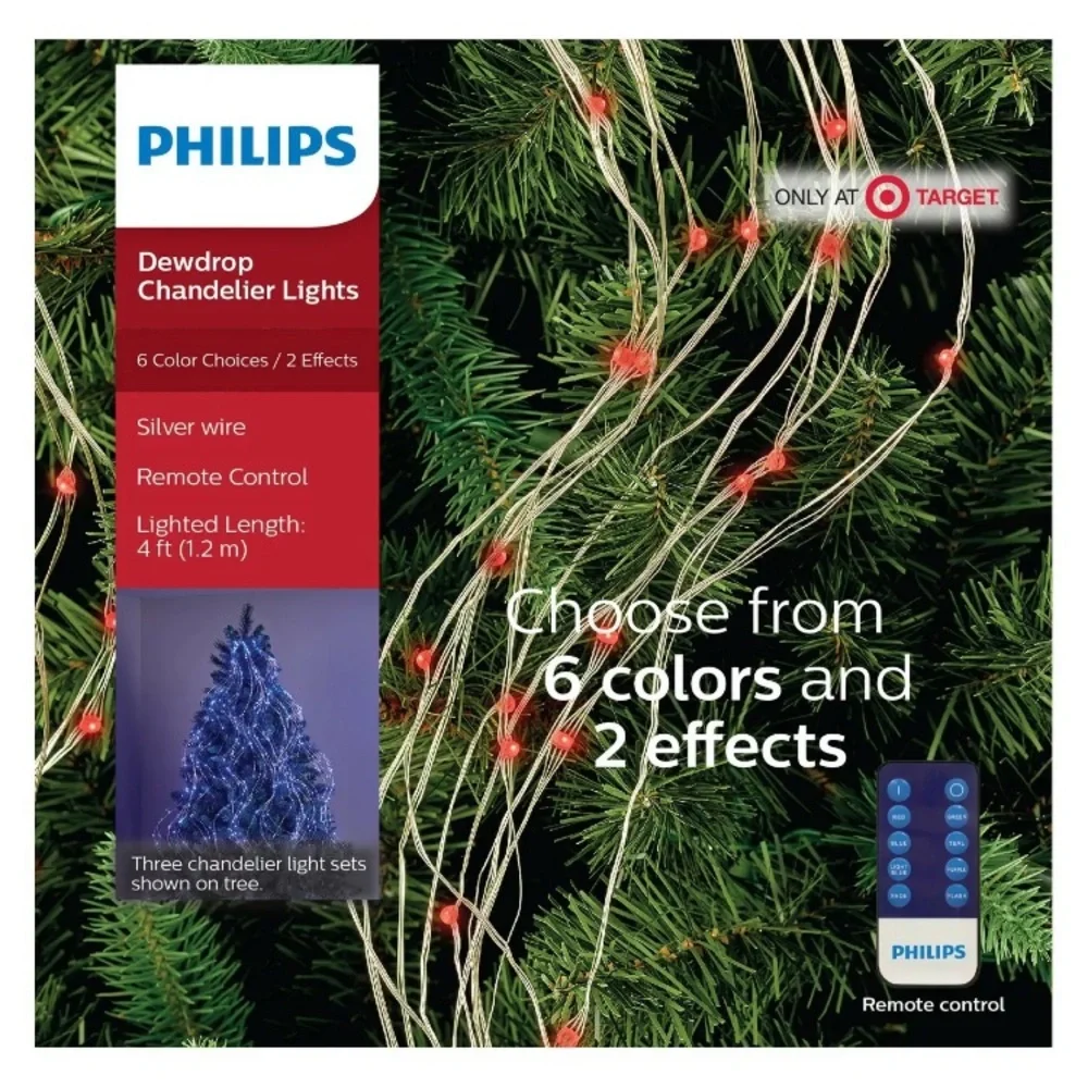 Lot of 2 Philips 100ct DEWDROP CHANDELIER LIGHTS